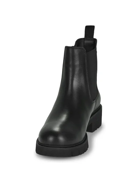 Tommy Jeans cizme TJW CHELSEA LEATHER BOOT cu plat negru