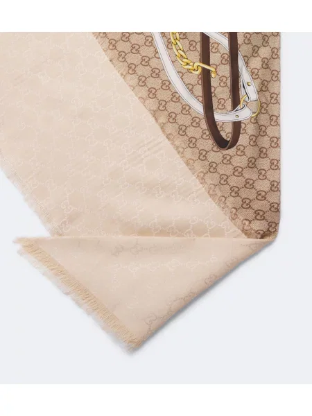 Fular Gucci de mătase bej