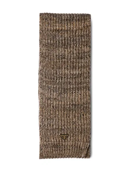 Šal Prada s autogramom smeđa