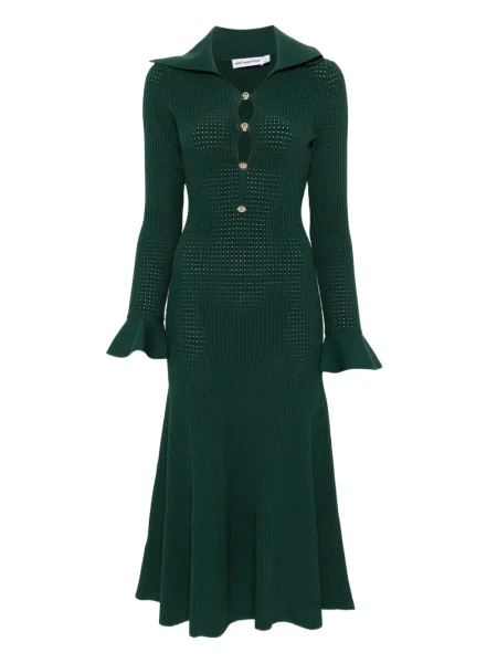 Rochie midi Self-portrait tricotate până la genunchi de costum verde
