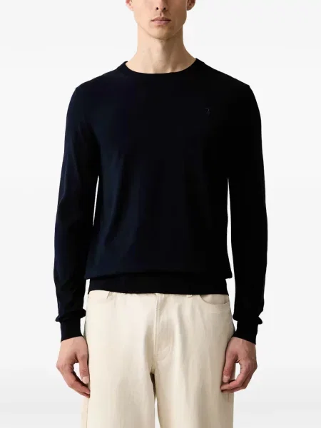 Pulover Trussardi cu broderie cu decolteu rotund albastru