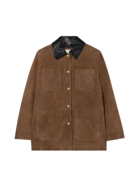 Kurtka skórzana Brooks Brothers brązowa
