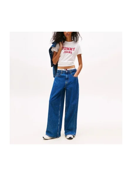 Tommy Jeans Tričko VARSITY červená biela