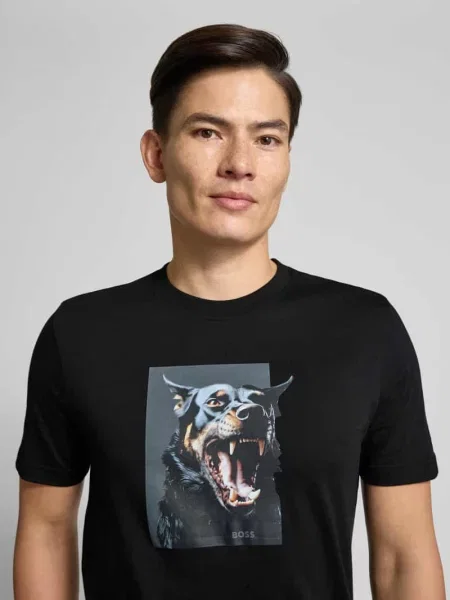 BOSS Orange t-shirt Te_Dobermann z nadrukiem czarny