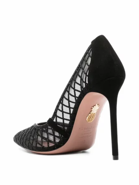 Pantofi cu toc Aquazzura plasă negru