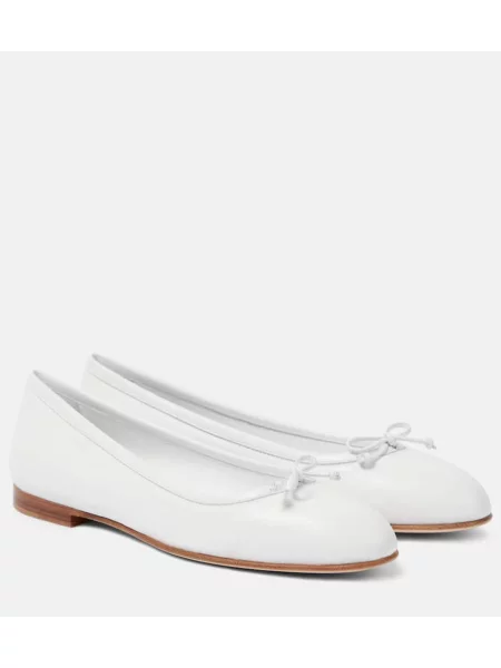 Balerini Manolo Blahnik din piele alb