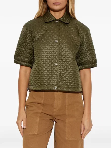 Top Moncler cu model floral scurt verde