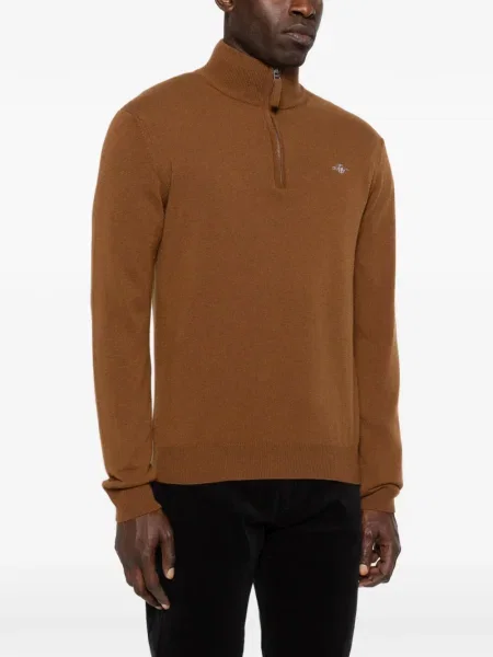 Pulover Gant de jumătate de fermoar maro