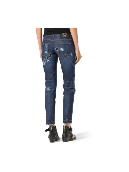 Jeansy boyfriendy Philipp Plein niebieskie