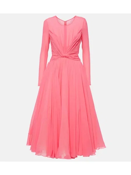 Rochie midi Giambattista Valli de mătase până la genunchi de costum roz