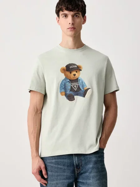 GUESS Tricou Teddy Bear verde