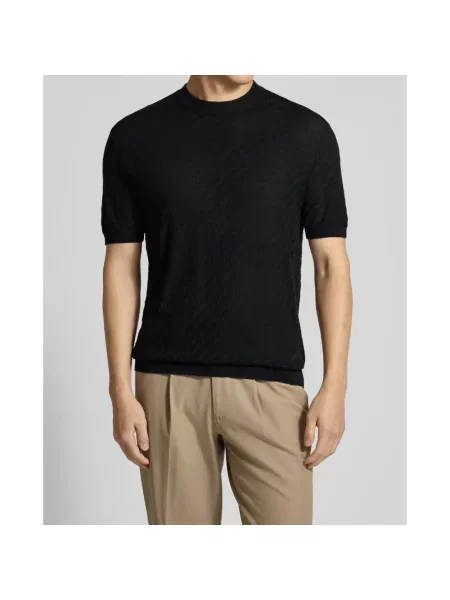 Dzianinowa koszulka Emporio Armani czarna