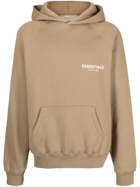 Hanorac cu glugă Fear Of God Essentials cu imagine maro