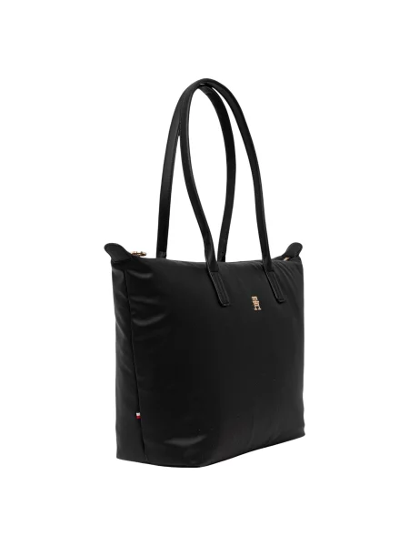 Shopperka Tommy Hilfiger bez fiszbin skórzana czarna