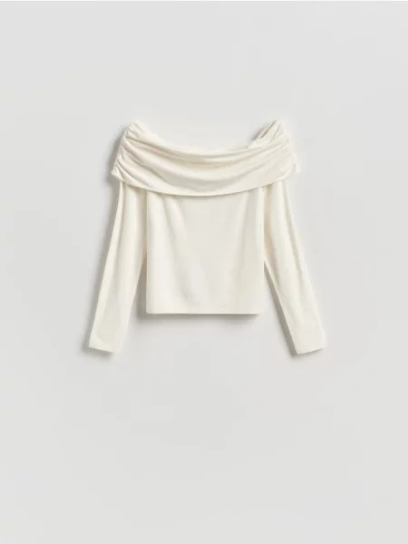 Reserved Блузка з вирізами на плечах кремовий 