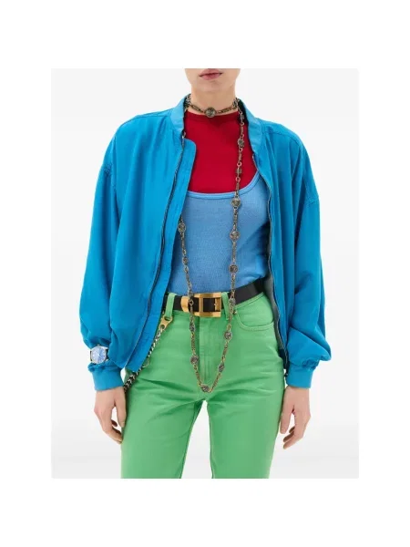 Top Versace wełniany bez rękawów niebieski