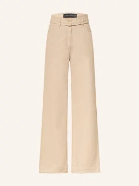 Luisa Cerano Dżinsy Z Szerokimi Nogawkami beige beżowe