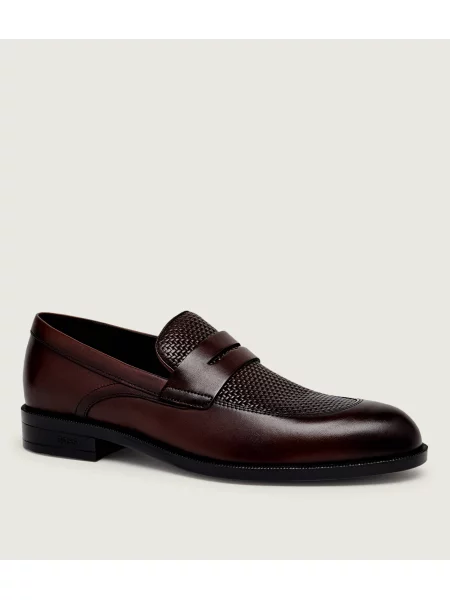 BOSS BLACK De piele pantofi loafer Tayil_Loaf_buwvpe negru