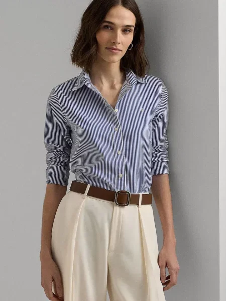 Košulja Lauren Ralph Lauren za žene relaxed s klasičnim ovratnikom plava