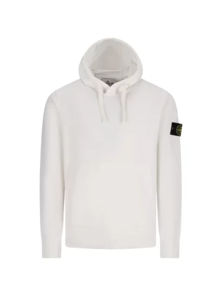 Hanorac cu glugă Stone Island alb
