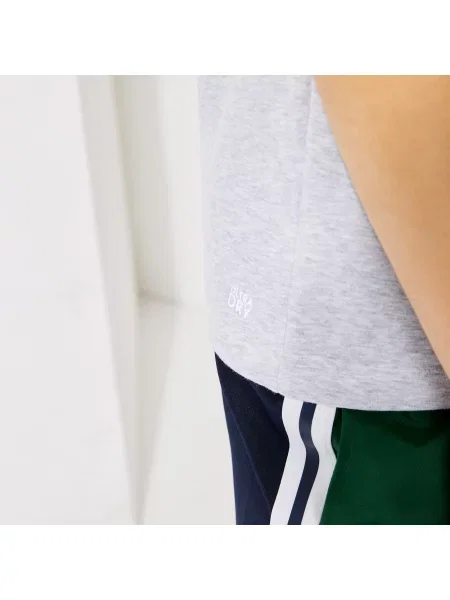 Lacoste T-Shirt Z Oddychającego Dżerseju Sport Z Nadrukiem Z Logo Krokodyla 3D szara