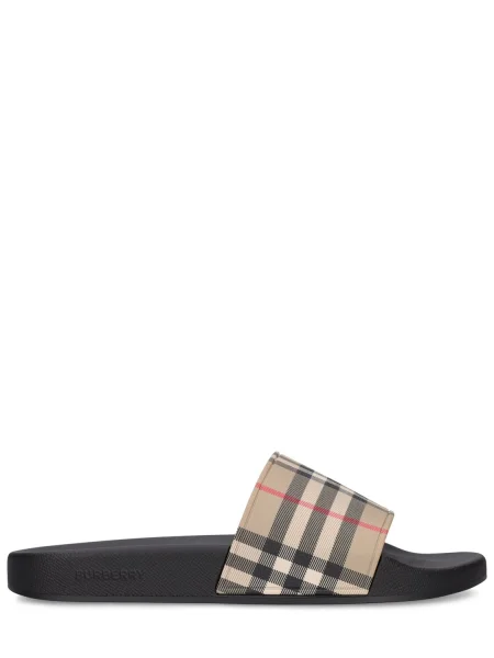 Kockované sandále Burberry béžová