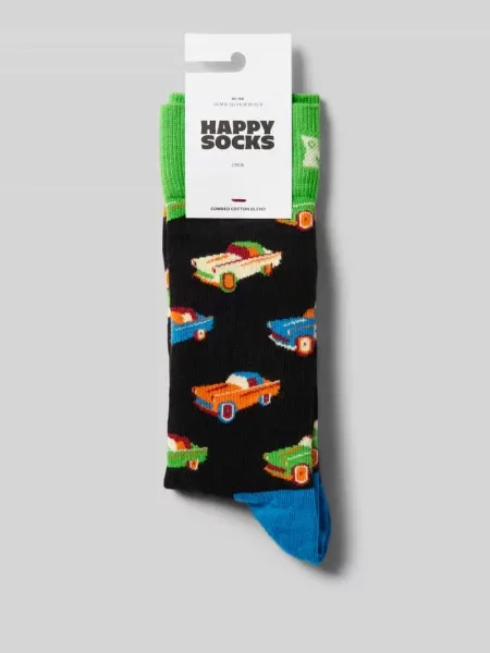 Skarpety Happy Socks Car zielony pomarańczowy czarny