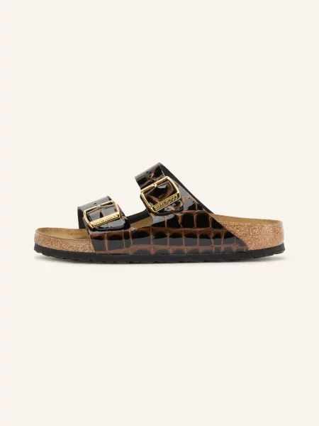 Birkenstock Lakované Pantofle Arizona Bs tmavě / zlatá hnědá