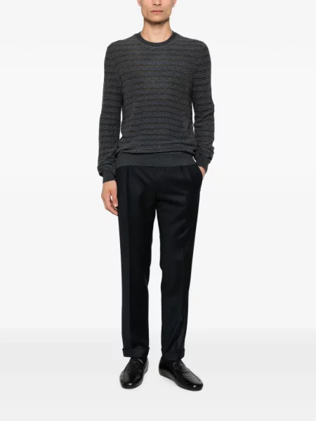 Пуловер Emporio Armani с кръгло деколте синьо