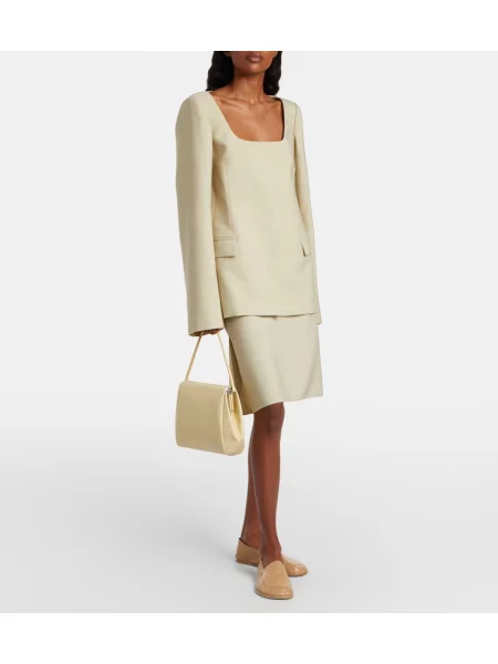 Fustă midi Calvin Klein Collection de lână bej