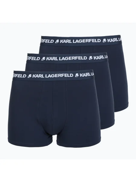 Boxeri pentru bărbați KARL LAGERFELD Logo Trunk 3 perechi navy albastru închis