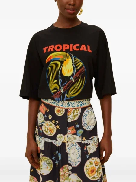 Koszulka Farm Rio w tropikalny nadruk czarna