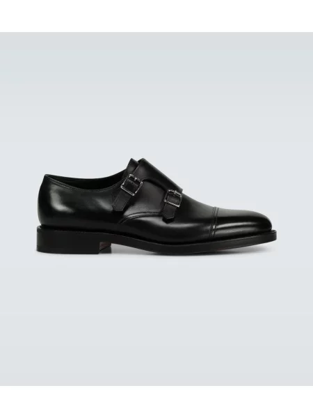 Pantofi monk John Lobb din piele cu bretele negru