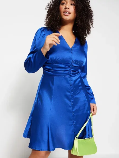 Rochie Trendyol din satin țesută albastru