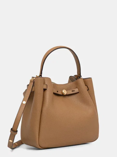 Шкіряна сумочка Tory Burch Romy бежевий