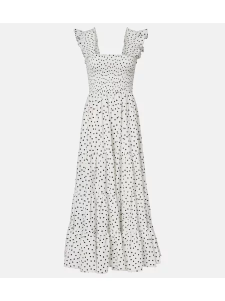 Sukienka maxi Rixo w grochy biała