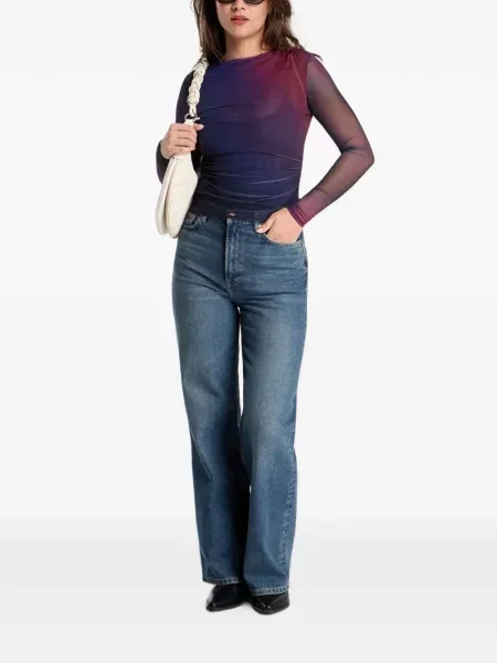 Top Desigual cu gradient plasă albastru