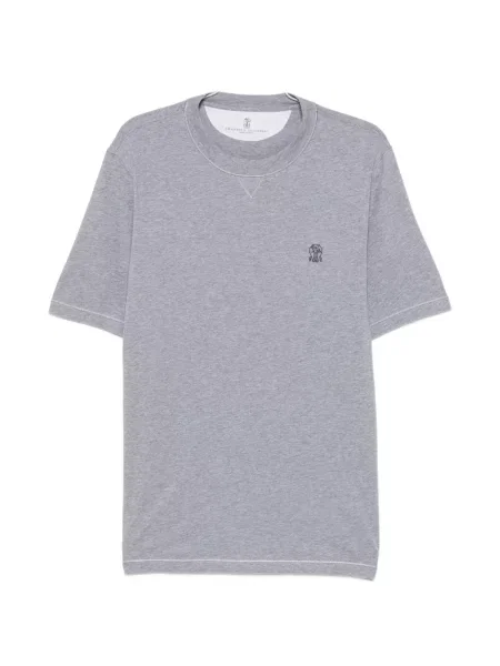 Tricou Brunello Cucinelli cu broderie gri