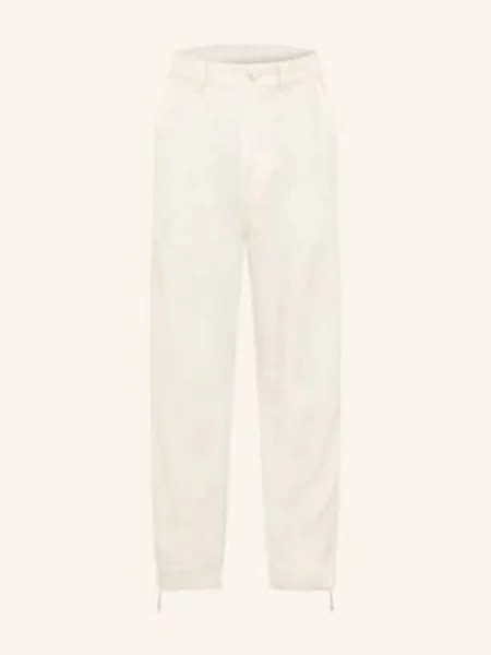 Brunello Cucinelli Lněné Kalhoty Regular Fit krémová