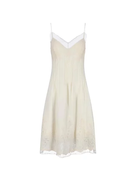 Rochie midi Ermanno Scervino din dantelă până la genunchi de costum alb