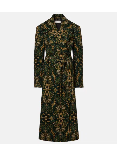 Płaszcz Dries Van Noten z nadrukiem zielony