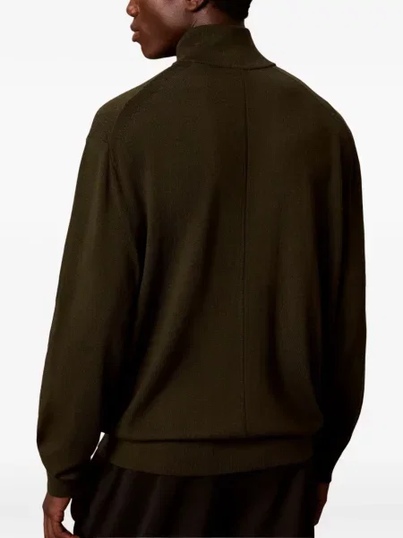 Pulover Calvin Klein cu broderie verde