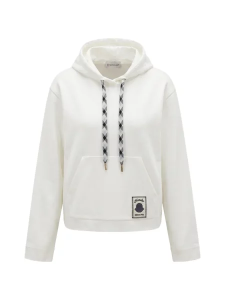 Hanorac cu glugă Moncler cu autograf cu cordon alb