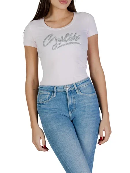 Tričko Guess s krátkými rukávy růžové