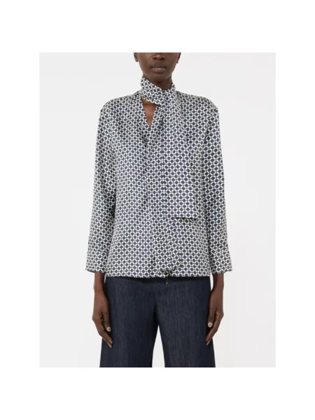 Lniana bluzka Max Mara w geometryczne wzory