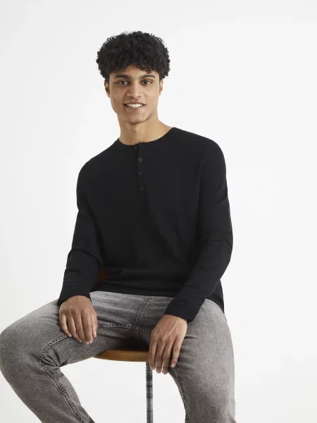 Tričko s dlouhým rukávem Celio s dlouhými rukávy černé