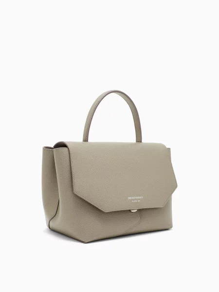 Кожаная сумка Emporio Armani бежевая