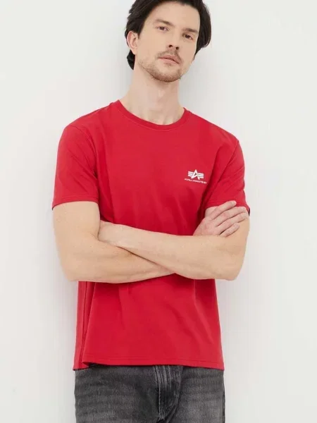 T-shirt z nadrukiem z logo Alpha Industries czerwona