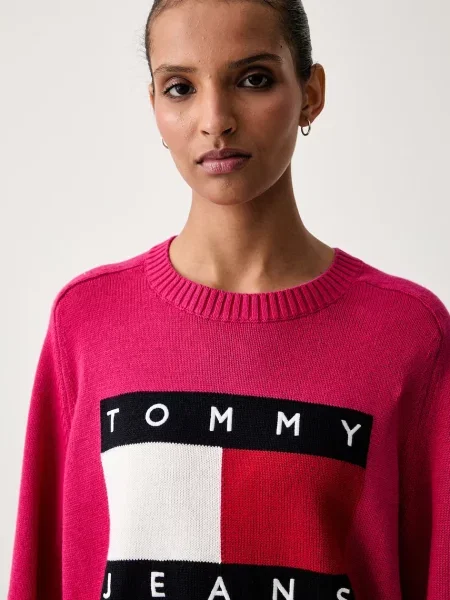Tommy Jeans пуловер дамски с вълна розово