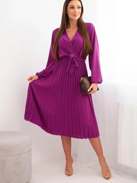 Rochie Kesi Włoski plisată cu legături violet